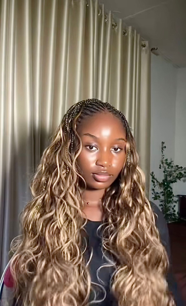 Miracle knot French curl braids